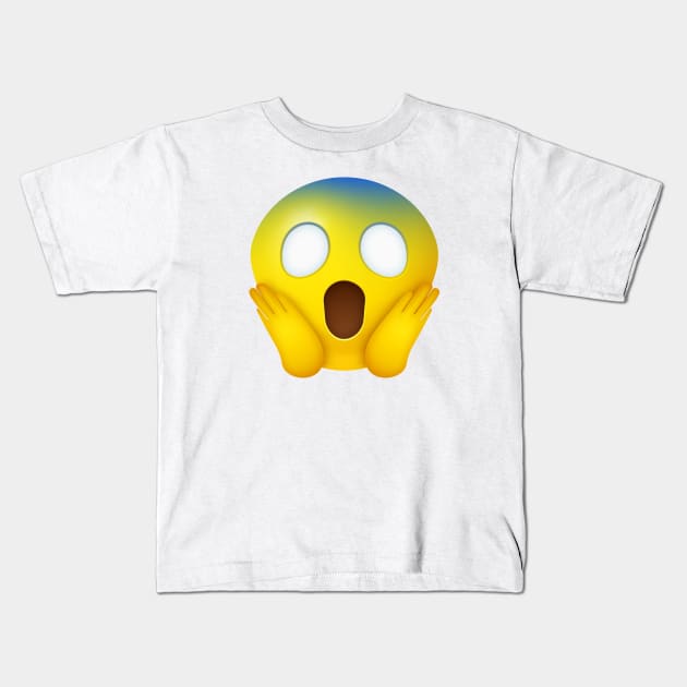 Emoji face screaming in fear Kids T-Shirt by Vilmos Varga